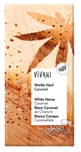 Czekolada biała waniliowa z karmelizowanymi nasionami konopi BIO 80g Vivani