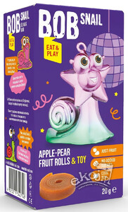 Przekąska roll eat & play jabłko - gruszka z zabawką bezglutenowa 20g Bob Snail