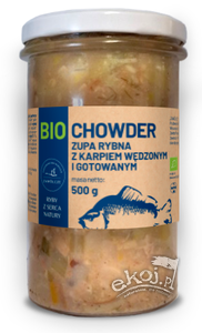 Zupa rybna chowder z karpiem wędzonym i gotowanym BIO 500g Gospodarstwo Rybackie Zawólcze