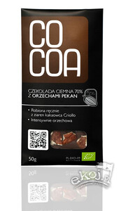 Czekolada gorzka 70% z orzechami pekan BIO 50g Cocoa Surovital