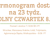 Harmonogram dostaw na 23 tydzień - wolny czwartek