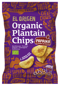 Chipsy z plantana paprykowe bezglutenowe BIO 80g El Origen