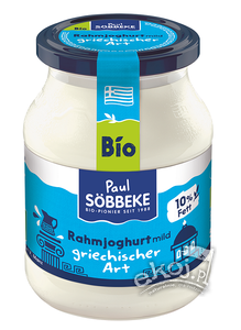 Jogurt naturalny typu greckiego kremowy (10% tłuszczu w mleku) BIO 500g Sobbeke