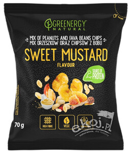 Mieszanka proteinowa orzeszków i chipsów z bobu słodka musztarda 70g Greenergy
