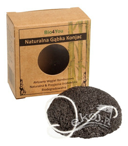 Naturalna gąbka konjac do oczyszczania twarzy z węglem bambusowym Bio4You