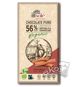 Czekolada gorzka 56% kakao z cynamonem BIO 100g Sole