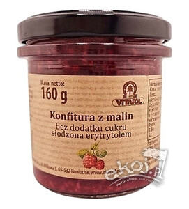 Konfitura z malin słodzona erytrytolem 160g Vitapol
