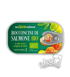 Kawałki łososia w oliwie z oliwek extra virin BIO 125g We love salmon