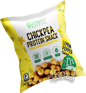 Przekąska proteinowa z ciecierzycy o smaku cytryny i pieprzy 50g Greenergy
