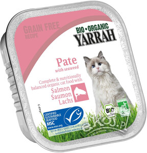 Karma dla kota pasztet z łososia z algami BIO 100g Yarrah
