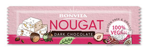 Baton z nadzieniem nugatowym w polewie z gorzkiej czekolady BIO 40g Bonvita