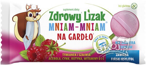 Lizak o smaku malinowym na gardło bezglutenowy 6g Mniam Mniam Starpharma