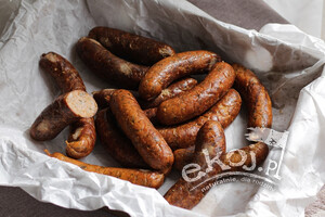 Wędzona kiełbasa z pstrąga tęczowego 2szt. ok 200g Chomfish