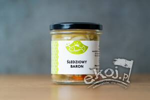 Śledziowy Baron - śledzie opiekane w zalewie octowej z cebulką 300g Manufaktura Rybna