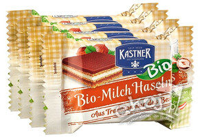 Wafelek z kremem mlecznym i orzechami laskowymi BIO 4 x 25g Kastner
