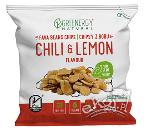 Bób prażony o smaku chili i cytryny 50g Greenergy