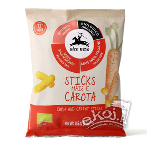 Chrupki kukurydziano-marchewkowe bez dodatku cukrów bezglutenowe BIO 15g Alce Nero
