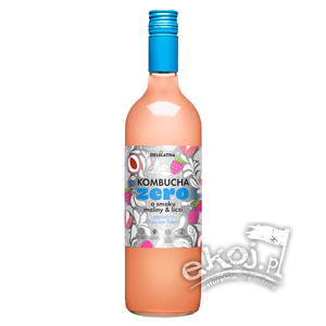 Kombucha o smaku maliny i liczi zero % cukru 750ml Delikatna