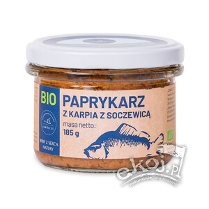 Paprykarz z karpia z soczewicą BIO 185g Gospodarstwo Rybackie Zawólcze